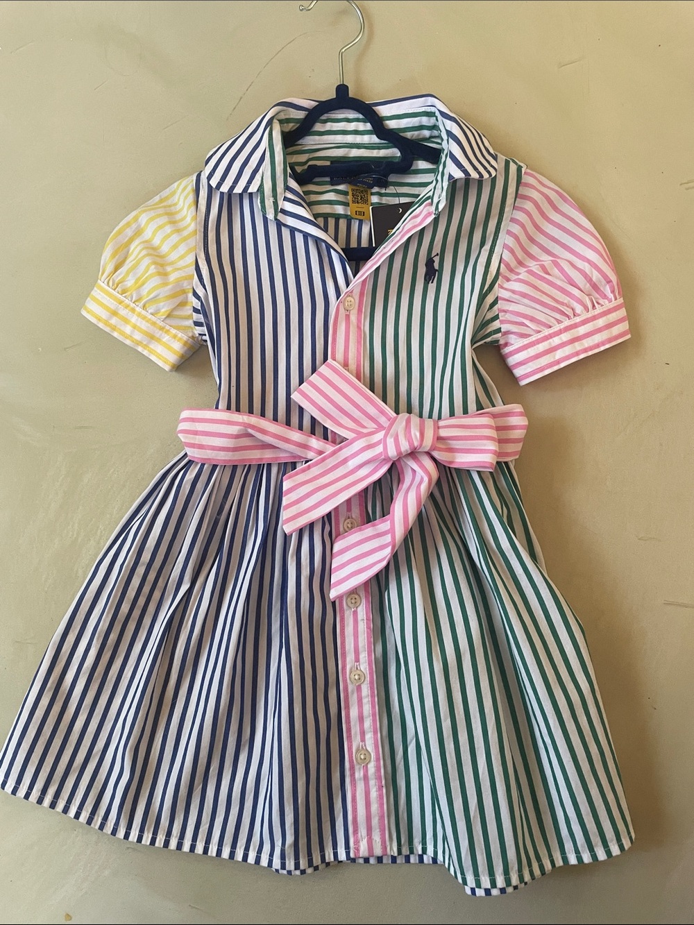 Polo by Ralph Lauren Multicolor Stripe Cotton Shirt Dress for Kids